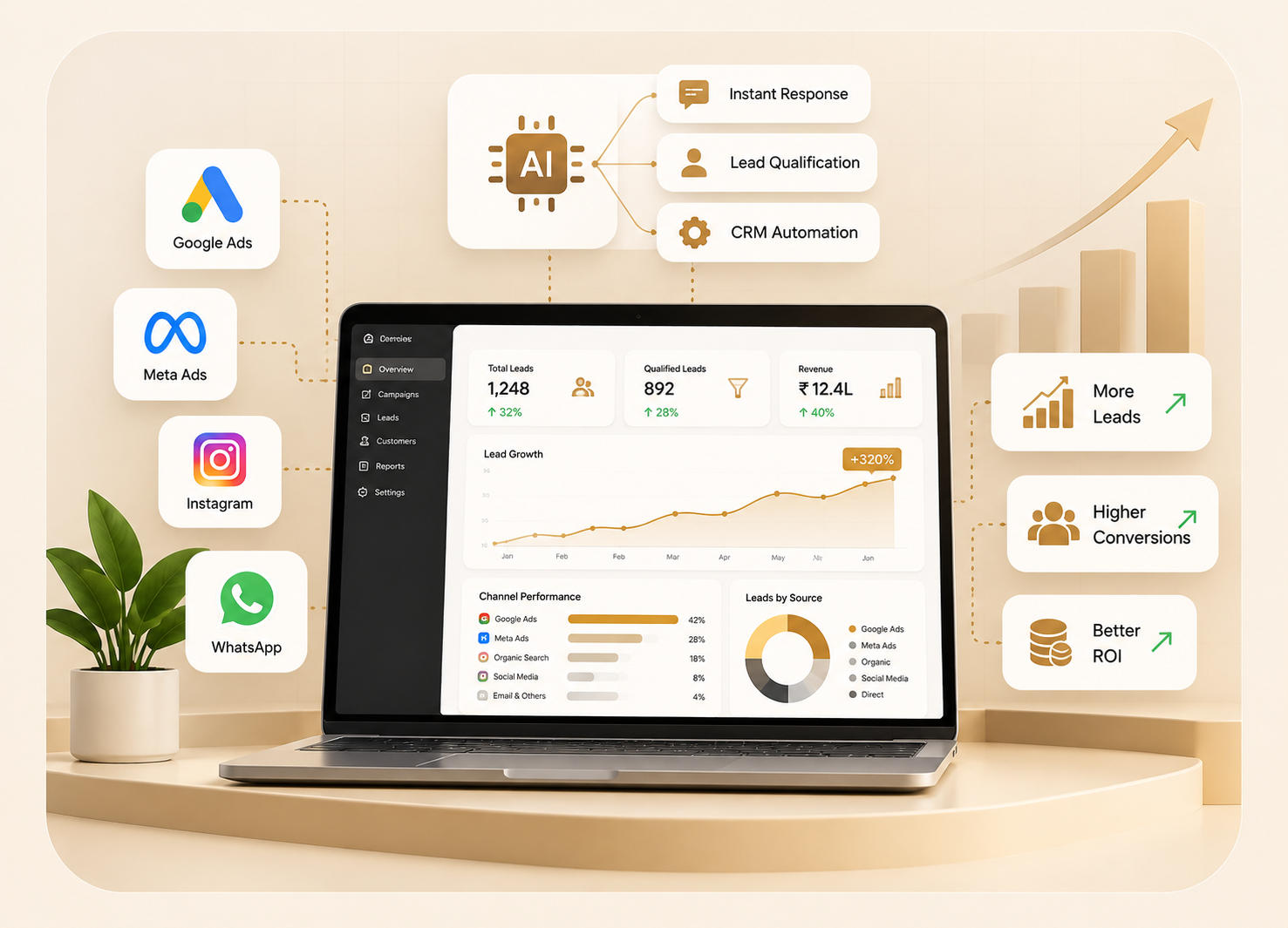 Reporting tools: Looker Studio, Google Analytics, Google Sheets, Google Ads and Meta